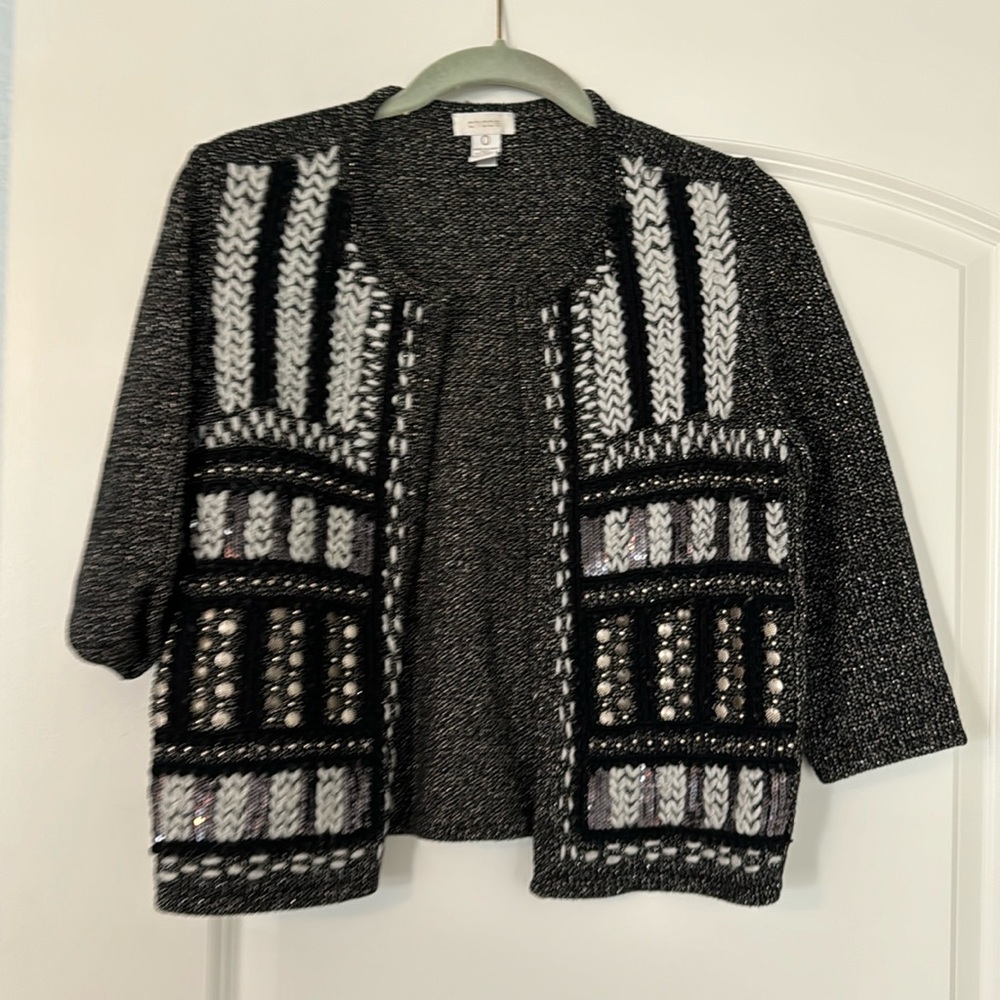 Chicos, beautiful winter crop sweater, three-quarter sleeves